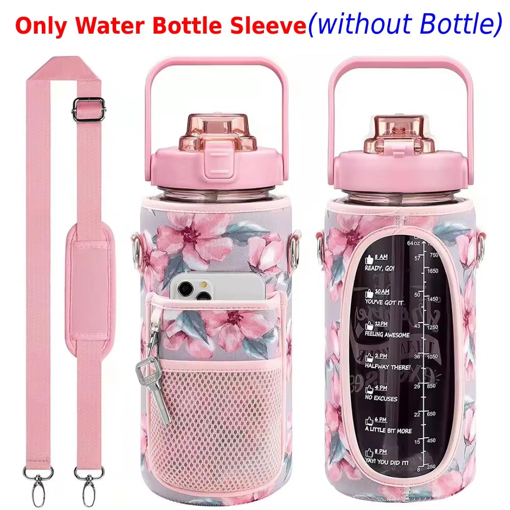 Sport Water Bottle Covers Cellphone Holder Large Capacity Motivational Water Bottles Holder Bag Thermos Sleeve Drinkware