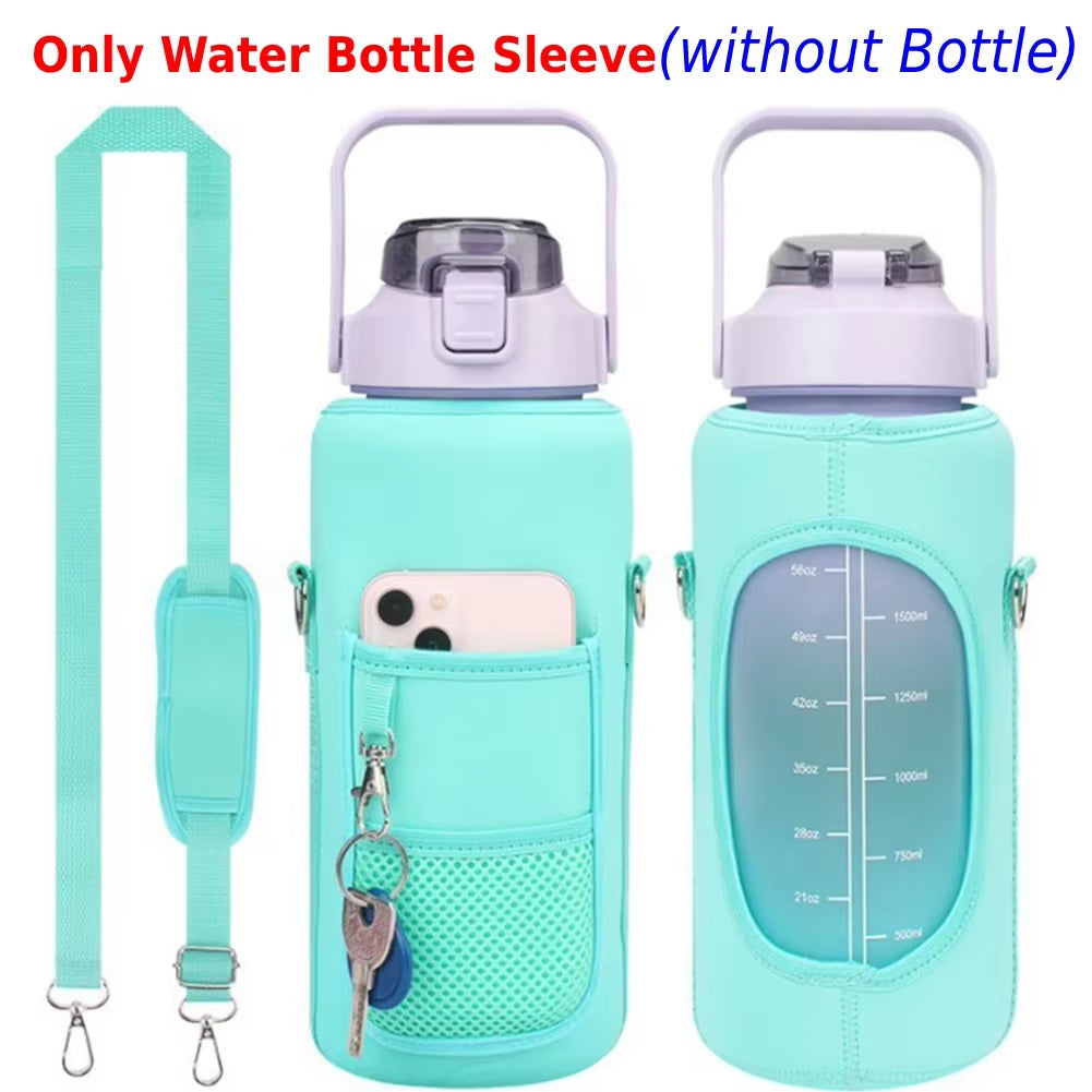 Sport Water Bottle Covers Cellphone Holder Large Capacity Motivational Water Bottles Holder Bag Thermos Sleeve Drinkware