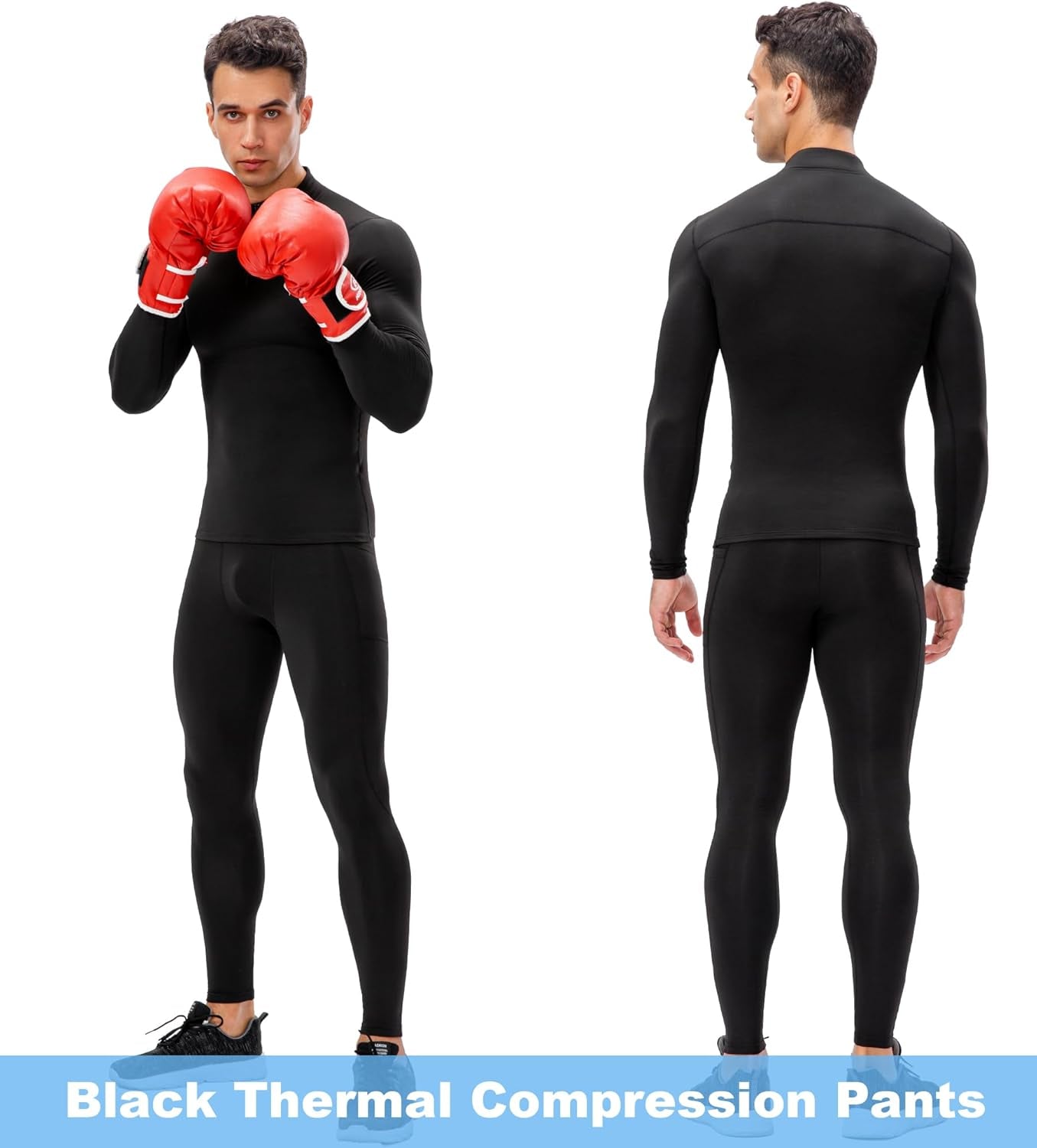 1 or 2 Pack Men'S Thermal Compression Pants Fleece Lined Sports Leggings Tights Cold Weather Base Layer Bottoms Winter