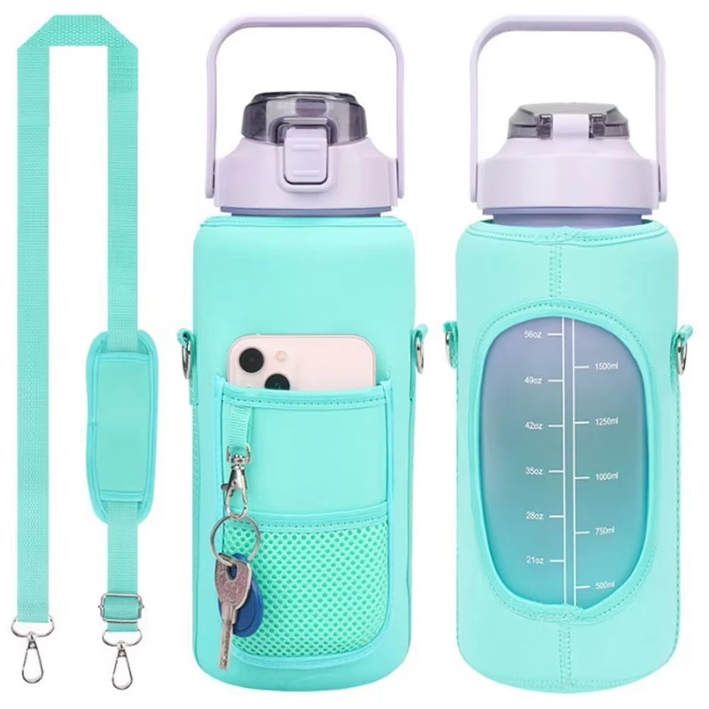 Sport Water Bottle Covers Cellphone Holder Large Capacity Motivational Water Bottles Holder Bag Thermos Sleeve Drinkware