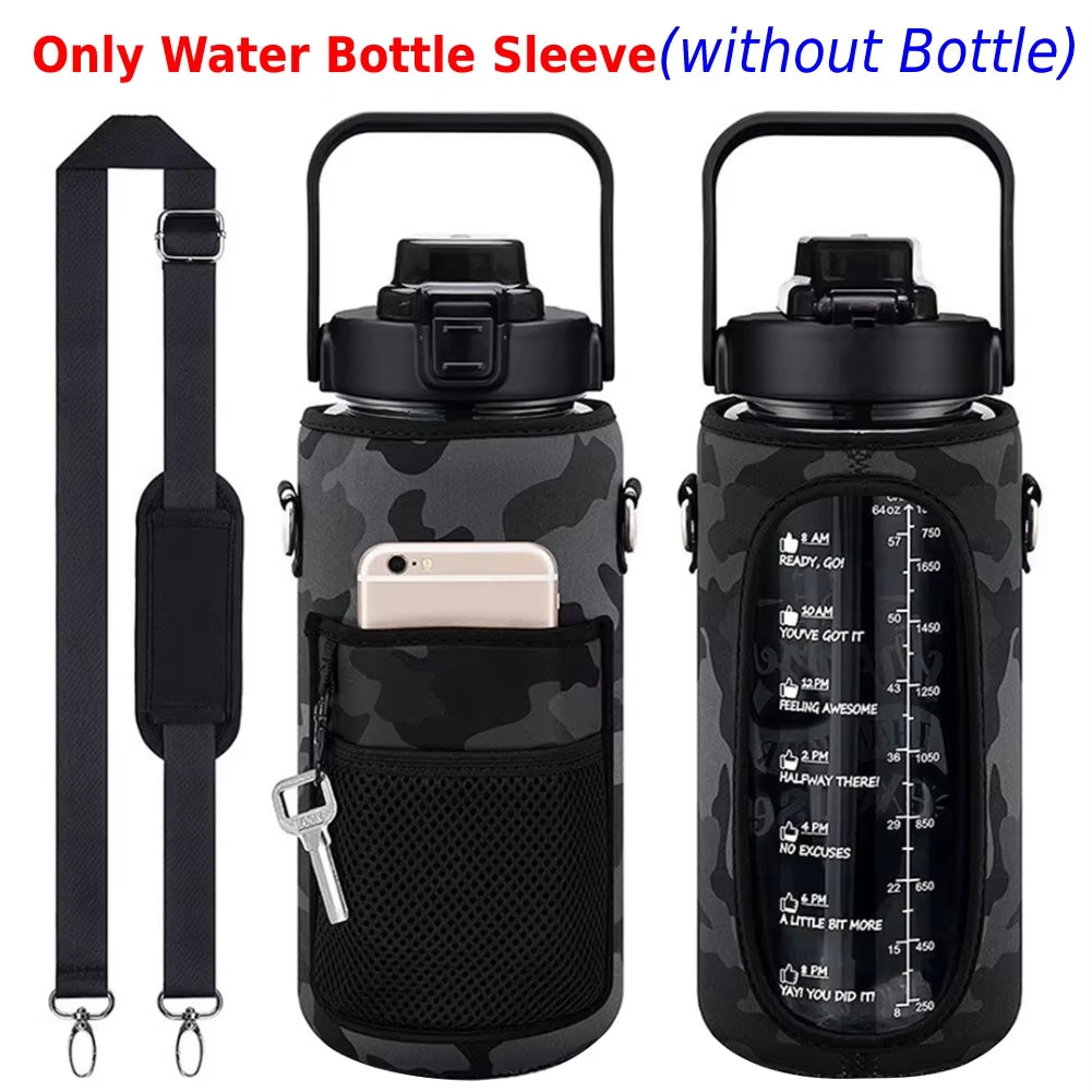 Sport Water Bottle Covers Cellphone Holder Large Capacity Motivational Water Bottles Holder Bag Thermos Sleeve Drinkware