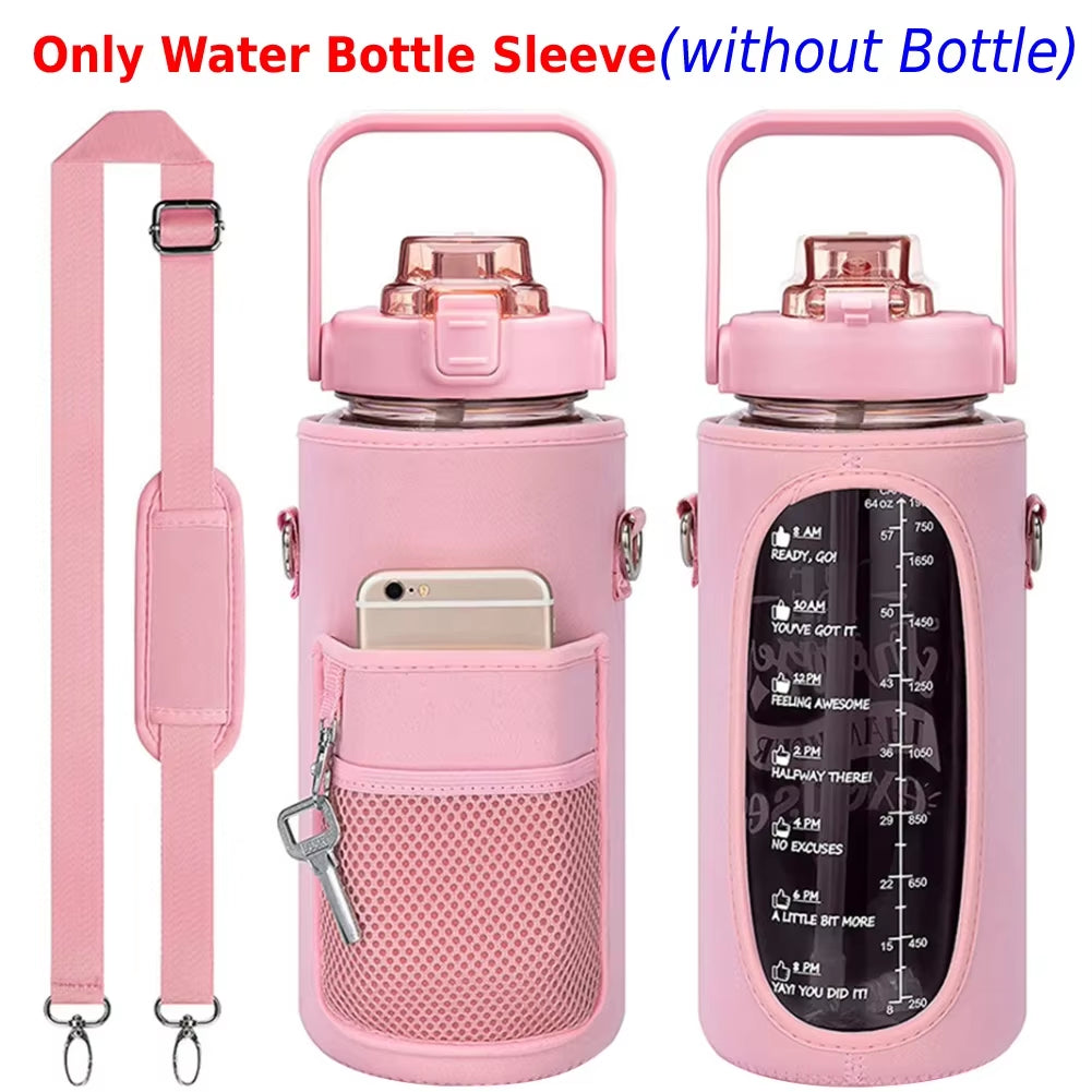 Sport Water Bottle Covers Cellphone Holder Large Capacity Motivational Water Bottles Holder Bag Thermos Sleeve Drinkware
