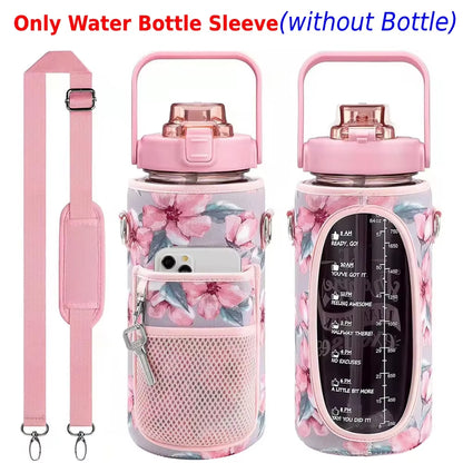 Sport Water Bottle Covers Cellphone Holder Large Capacity Motivational Water Bottles Holder Bag Thermos Sleeve Drinkware