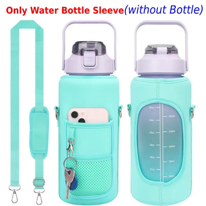 Sport Water Bottle Covers Cellphone Holder Large Capacity Motivational Water Bottles Holder Bag Thermos Sleeve Drinkware