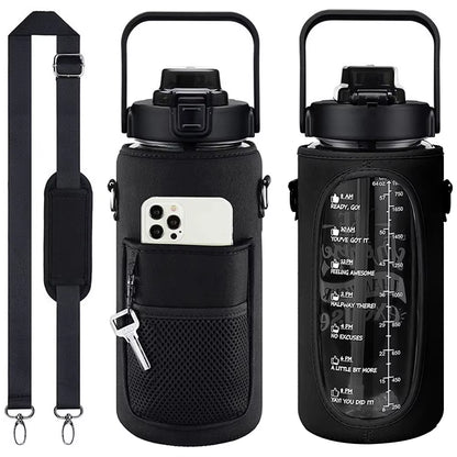 Sport Water Bottle Covers Cellphone Holder Large Capacity Motivational Water Bottles Holder Bag Thermos Sleeve Drinkware