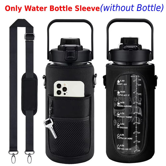 Sport Water Bottle Covers Cellphone Holder Large Capacity Motivational Water Bottles Holder Bag Thermos Sleeve Drinkware
