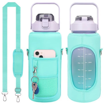 Sport Water Bottle Covers Cellphone Holder Large Capacity Motivational Water Bottles Holder Bag Thermos Sleeve Drinkware