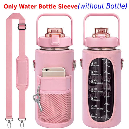 Sport Water Bottle Covers Cellphone Holder Large Capacity Motivational Water Bottles Holder Bag Thermos Sleeve Drinkware