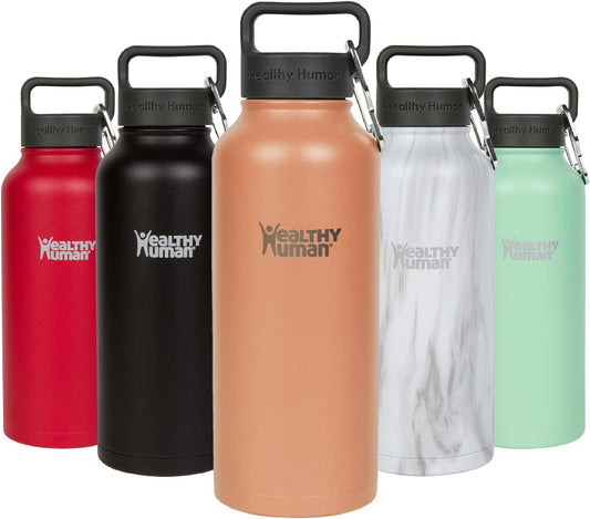 Stainless Steel Water Bottle, Double Walled Vacuum Insulated Tumblers, Travel Bottles with Leak Proof Lid for Adults, Picnic, Camping, Hiking, Outdoor, 32 Oz (946 Ml), Peach