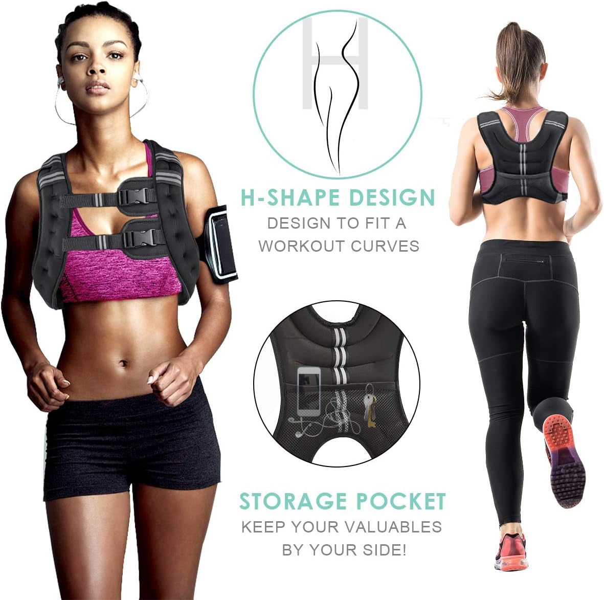 Running Weight Vest for Men Women Kids 8 12 16 20 Lbs Weights Included, Body Wei